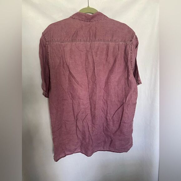 Tommy Bahama Relax 100% linen Short Sleeve Button Down Shirt in Red Mens large - Picture 7 of 9